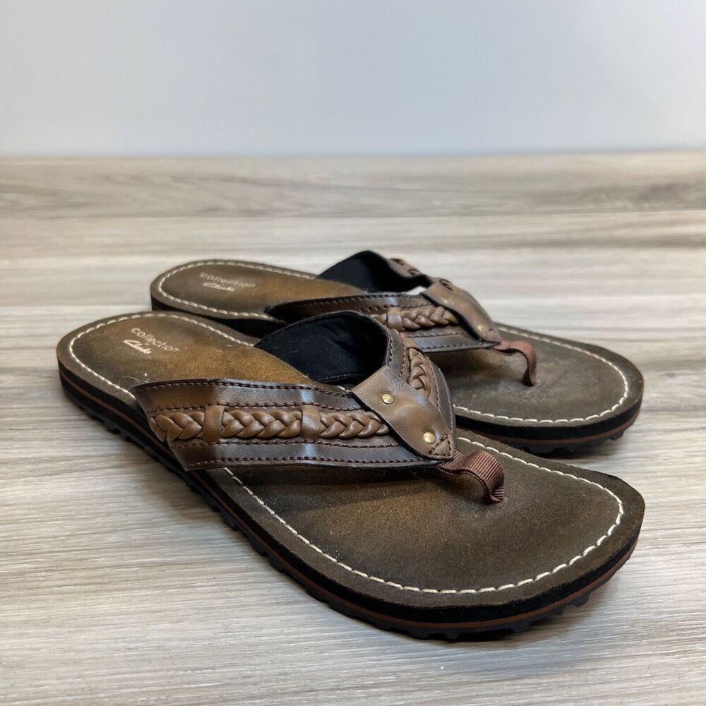 Clarks Collection Fenner Nerice Sandals Womens Size 10‎ Brown Leather Braided